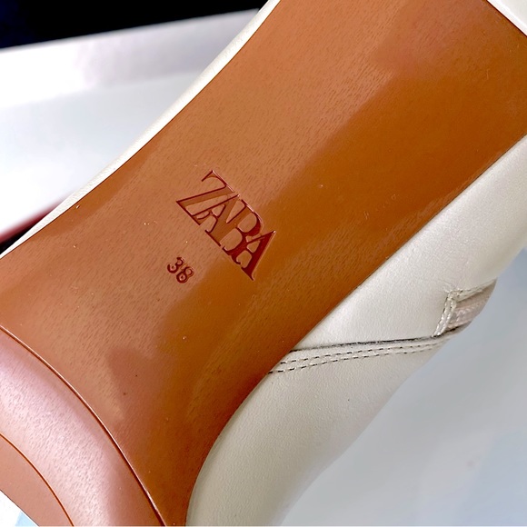ZARA Ivory Soft Leather High Heeled Ankle Boots - Picture 14 of 16